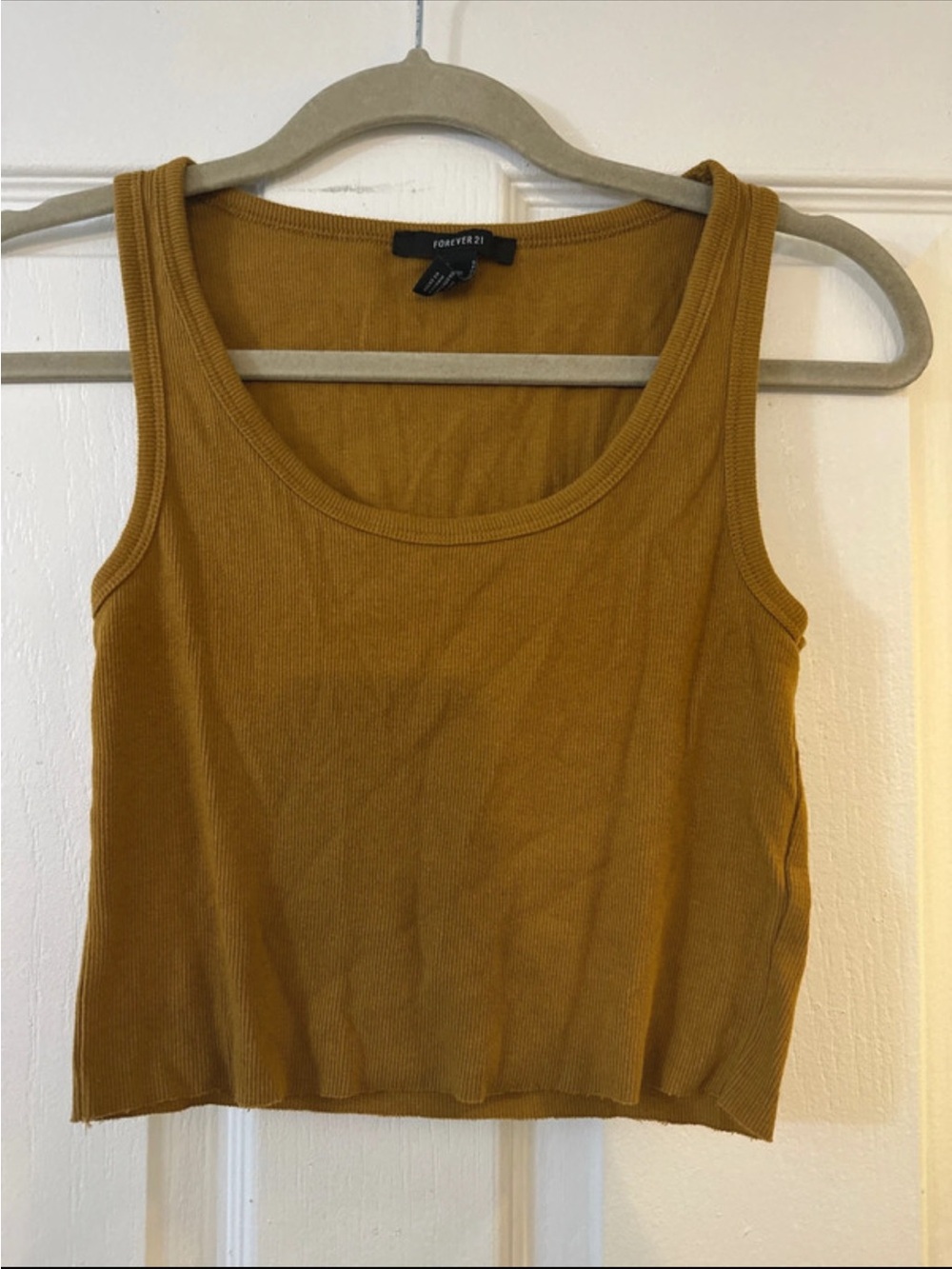 Forever 21 Ribbed Mustard Cropped Tank
